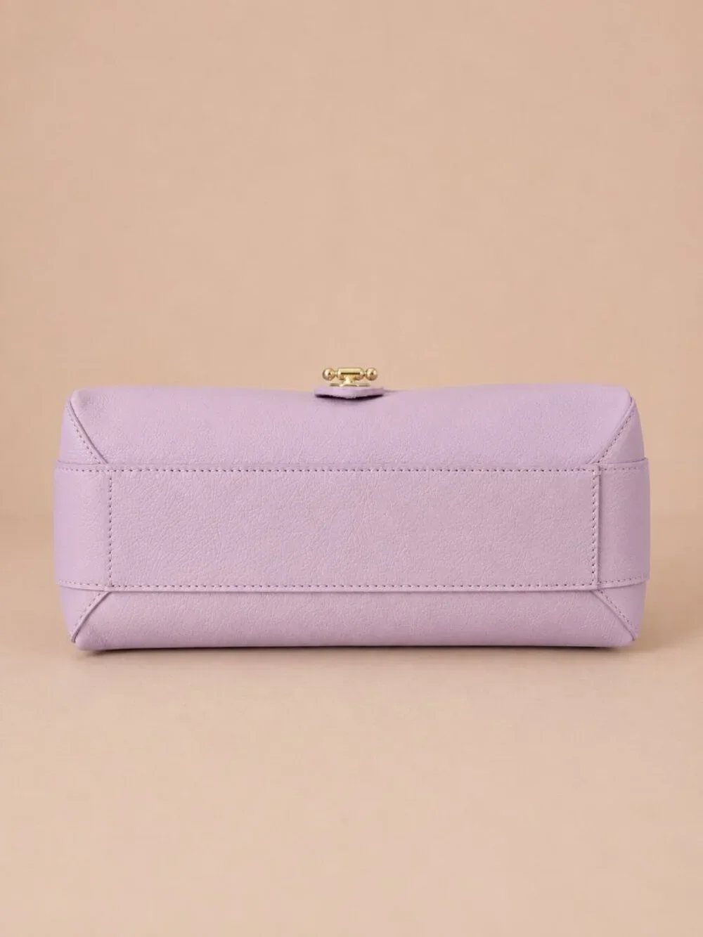 Italian Leather Structured Top Handle Satchel, Pastel Lilac Crossbody Bag